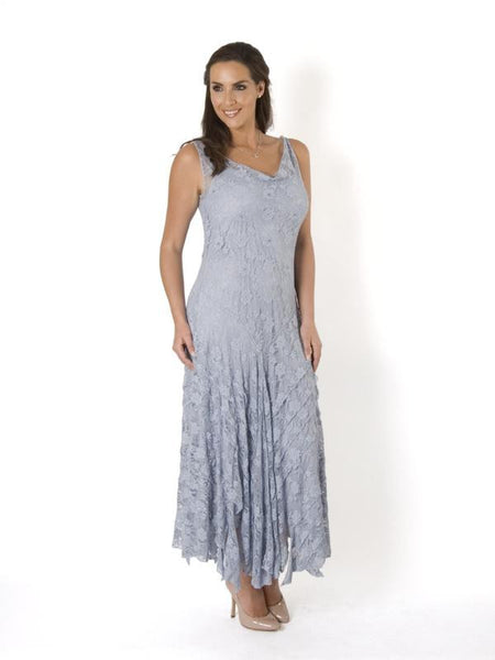Silver Grey Stretch Lace Cinderella Bead Trim Dress  testchescaproduct