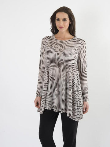 Black/White Printed L/S Knitwear Top