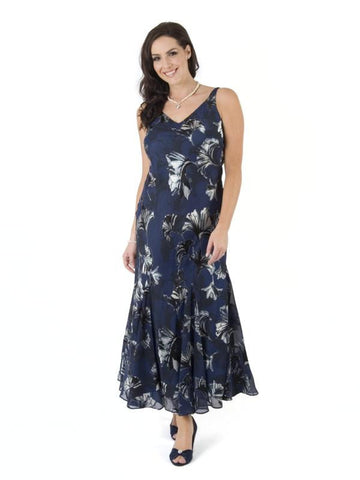 Navy Fan Print Devoree Dress